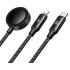 Mcdodo CA-4940 3 in 1 Charging Cable USB Type-C to Type-C + Lighting Series PD + Apple Watch Wireless Charger, 1.2m - Black